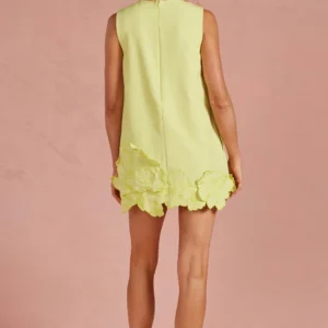 Mouwloze shift-minijurk met 3D-bloem