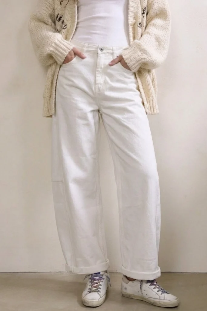 Witte lange ballonbroek jeans dames JUVIQ