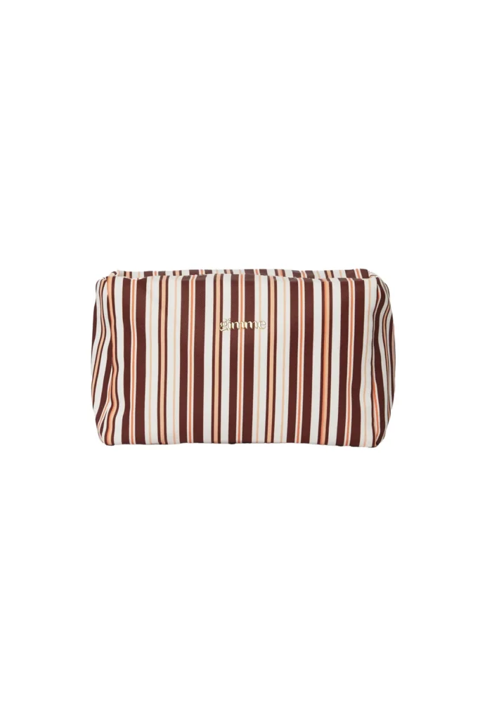 Make-up tasje met strepen (khaki)