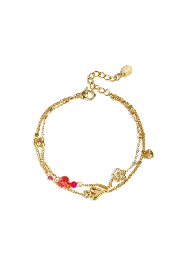 Armband met hartjes bloemen en kralen